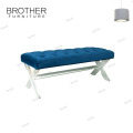 Neueste Design Blue Fabric Tufted Ottoman Bank mit Metallrahmen